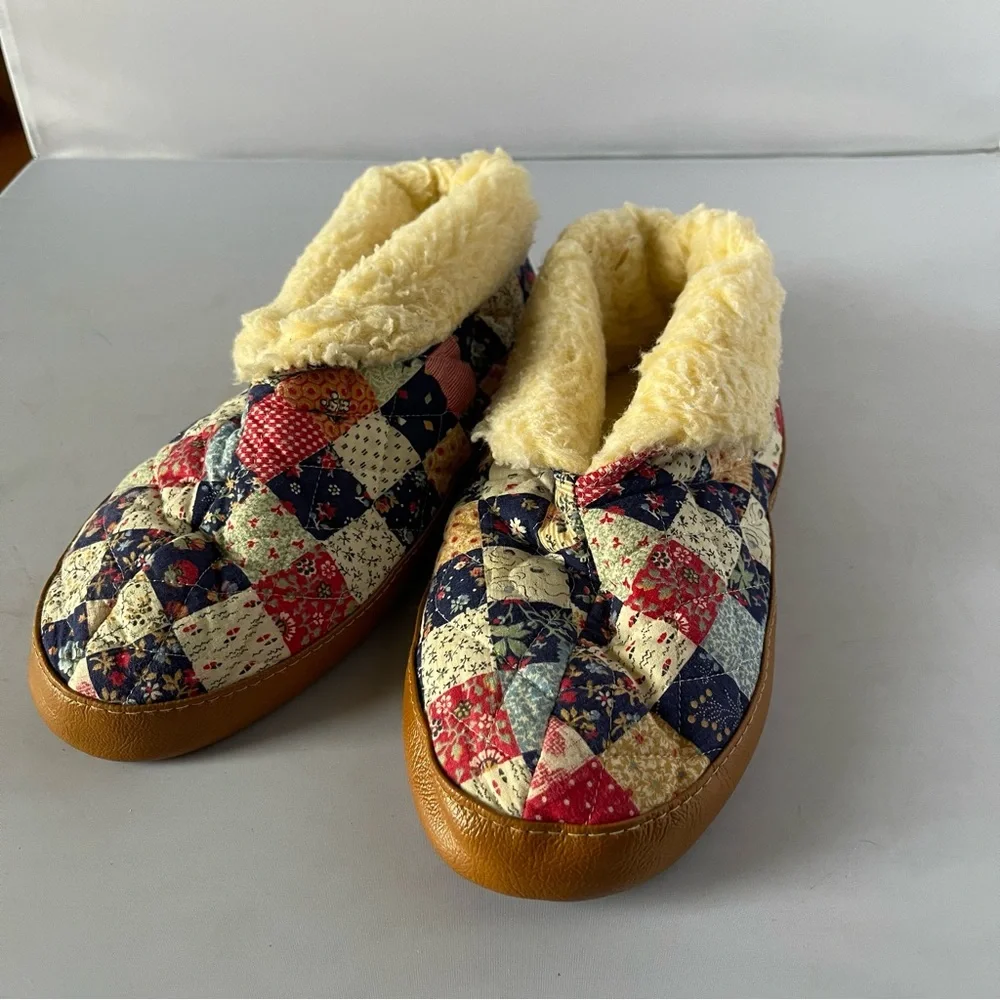 Cozy Patchwork Slippers with Yellow Lining - Picture 2 of 7